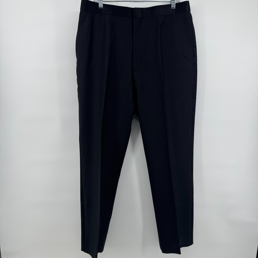 Gianluca Isaia Dress Pants Mens 36x30 Black Wool Pleated Made Italy